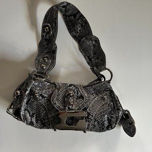 GUESS Gray Snakeskin Satchel Bag